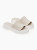 Σανδάλια flatforms δερμάτινα με φαρδιά φάσα Iris Sandals - Ζαχαρί - thefashionproject.gr - IRIS