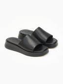 Σανδάλια flatforms δερμάτινα με φαρδιά φάσα tfp - Μαύρο - thefashionproject.gr - TFP