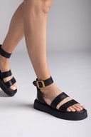 Σανδάλια flatforms δερμάτινα με φάσες TFP