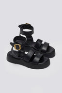 Σανδάλια flatforms δερμάτινα με φάσες TFP