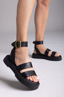 Σανδάλια flatforms δερμάτινα με φάσες TFP