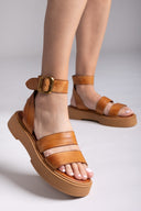 Σανδάλια flatforms δερμάτινα με φάσες TFP