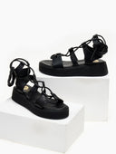 Σανδάλια flatforms δερμάτινα με κορδόνια TFP