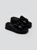 Σανδάλια flatforms δερμάτινα με λουστρίνι φάσα Estil