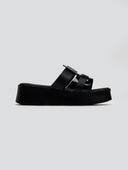 Σανδάλια flatforms δερμάτινα με λουστρίνι φάσα Estil