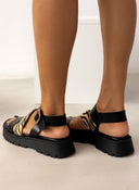 Σανδάλια flatforms δερμάτινα με λοξή φάσα TFP - Μαύρο - thefashionproject.gr - TFP