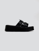 Σανδάλια flatforms δερμάτινα με λουστρίνι φάσα Estil - Μαύρο - thefashionproject.gr - Estil - 23586002003