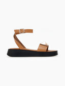 Σανδάλια flatforms δερμάτινα με μεταλλικό σχέδιο