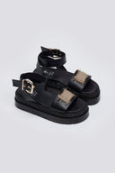 Σανδάλια flatforms  δερμάτινα με μπαρέτα 2526/91