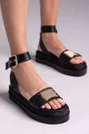 Σανδάλια flatforms  δερμάτινα με μπαρέτα 2526/91
