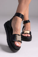 Σανδάλια flatforms  δερμάτινα με μπαρέτα 2526/91