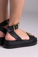 Σανδάλια flatforms  δερμάτινα με μπαρέτα 2526/91