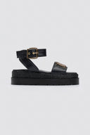 Σανδάλια flatforms  δερμάτινα με μπαρέτα 2526/91