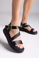 Σανδάλια flatforms δερμάτινα με μπαρέτα Estil
