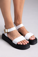 Σανδάλια flatforms δερμάτινα με μπαρέτα Estil