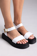 Σανδάλια flatforms δερμάτινα με μπαρέτα Estil - Λευκό - thefashionproject.gr - Estil - 23979001002