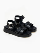 Σανδάλια flatforms δερμάτινα με μπαρέτα tfp