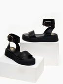 Σανδάλια flatforms δερμάτινα με μπαρέτα TFP