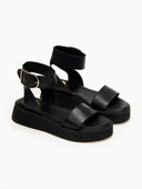 Σανδάλια flatforms δερμάτινα με μπαρέτα TFP