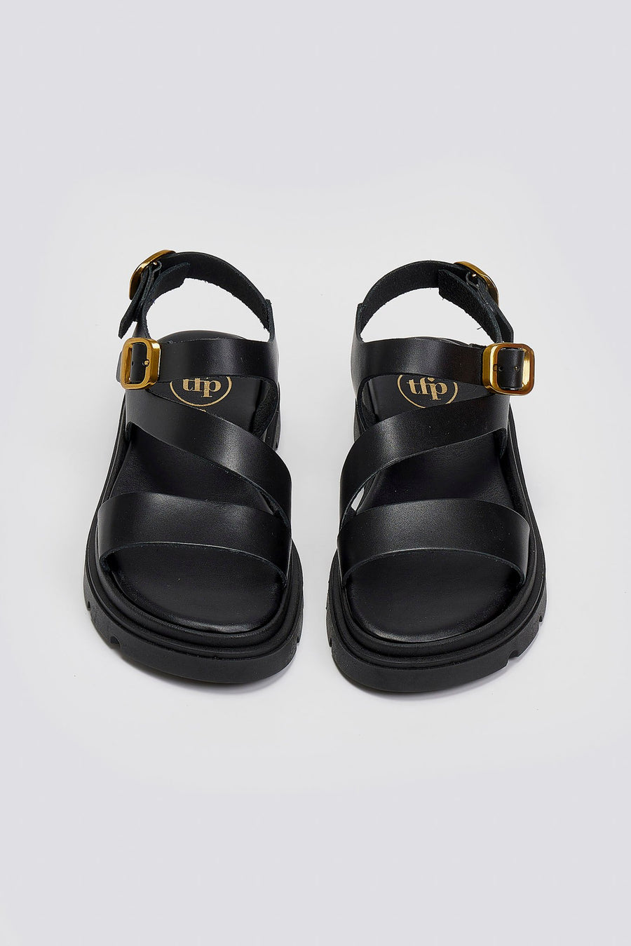 Σανδάλια flatforms δερμάτινα με μπαρέτα Tfp