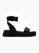 Σανδάλια flatforms δερμάτινα με μπαρέτα TFP - Μαύρο - thefashionproject.gr - TFP
