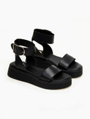 Σανδάλια flatforms δερμάτινα με μπαρέτα TFP - Μαύρο - thefashionproject.gr - TFP