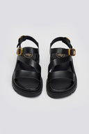 Σανδάλια flatforms δερμάτινα με μπαρέτα Tfp - Μαύρο - thefashionproject.gr - TFP - 24220002003