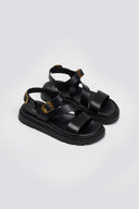 Σανδάλια flatforms δερμάτινα με μπαρέτα Tfp - Μαύρο - thefashionproject.gr - TFP - 24220002003