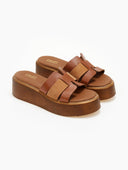 Σανδάλια flatforms δερμάτινα με περαστές φάσες Estil