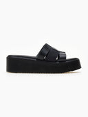 Σανδάλια flatforms δερμάτινα με περαστές φάσες Estil - Μαύρο - thefashionproject.gr - Estil