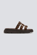 Σανδάλια flatforms δερμάτινα με περαστές φάσες Tfp