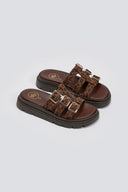 Σανδάλια flatforms δερμάτινα με περαστές φάσες Tfp