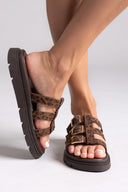 Σανδάλια flatforms δερμάτινα με περαστές φάσες Tfp