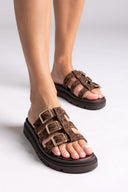 Σανδάλια flatforms δερμάτινα με περαστές φάσες Tfp