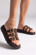 Σανδάλια flatforms δερμάτινα με περαστές φάσες Tfp