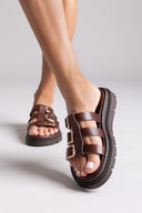 Σανδάλια flatforms δερμάτινα με περαστές φάσες Tfp