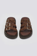 Σανδάλια flatforms δερμάτινα με περαστές φάσες Tfp - Leopard - thefashionproject.gr - TFP - 24059032003