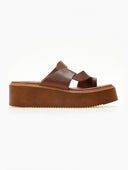 Σανδάλια flatforms δερμάτινα με περαστή φάσα Estil - Ταμπά - thefashionproject.gr - Estil