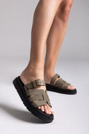 Σανδάλια flatforms δερμάτινα με περαστή φάσα Tfp