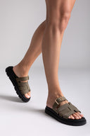 Σανδάλια flatforms δερμάτινα με περαστή φάσα Tfp