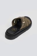 Σανδάλια flatforms δερμάτινα με περαστή φάσα Tfp