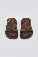 Σανδάλια flatforms δερμάτινα με περαστή φάσα Tfp