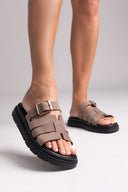 Σανδάλια flatforms δερμάτινα με περαστή φάσα Tfp