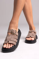 Σανδάλια flatforms δερμάτινα με περαστή φάσα Tfp