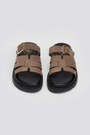 Σανδάλια flatforms δερμάτινα με περαστή φάσα Tfp