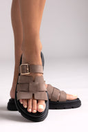 Σανδάλια flatforms δερμάτινα με περαστή φάσα Tfp