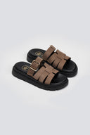 Σανδάλια flatforms δερμάτινα με περαστή φάσα Tfp