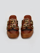 Σανδάλια flatforms δερμάτινα με ponyskin Estil