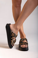Σανδάλια flatforms δερμάτινα με ponyskin ZEFI FANTASY SANDALS