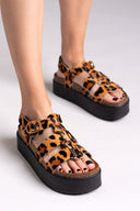 Σανδάλια flatforms δερμάτινα με print ATENEO